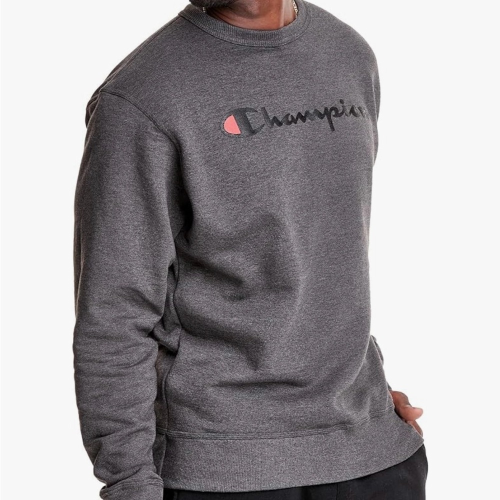 Champion Powerblend Script Logo Grey Sweatshirt size Small